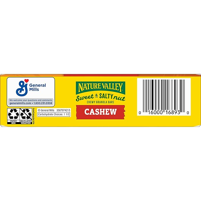 Nature Valley Granola Bars, Sweet and Salty Nut, Cashew, 6 Bars, 7.2 OZ (Pack of 6)