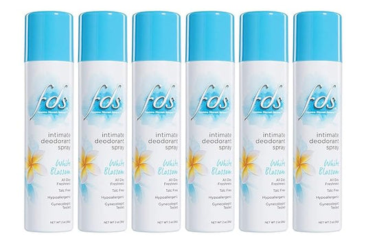 FDS Hypoallergenic Intimate Deodorant Spray, White 2 Ounce (6-Pack)