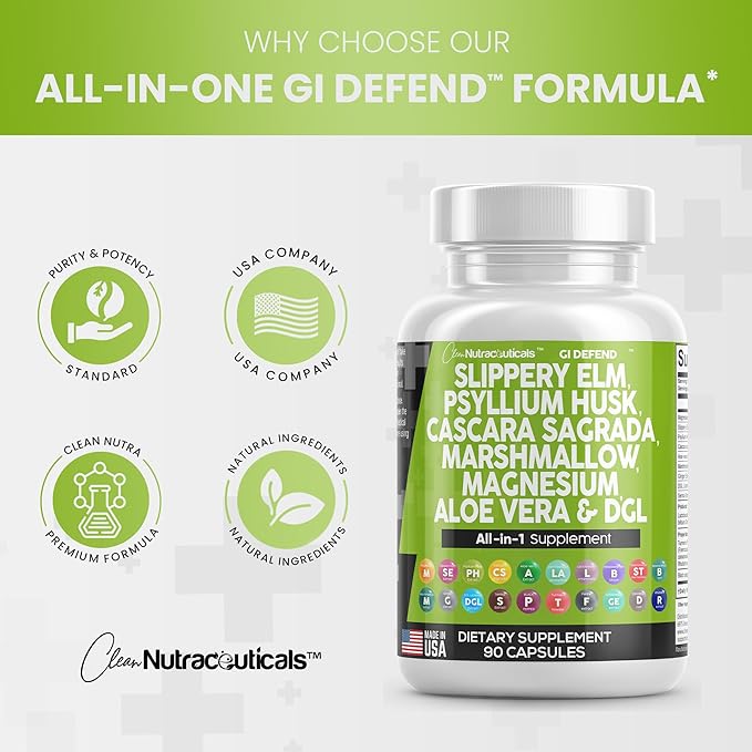 Clean Nutraceuticals Slippery Elm 5000mg Psyllium 2000mg Pre 2000mg Marshmallow