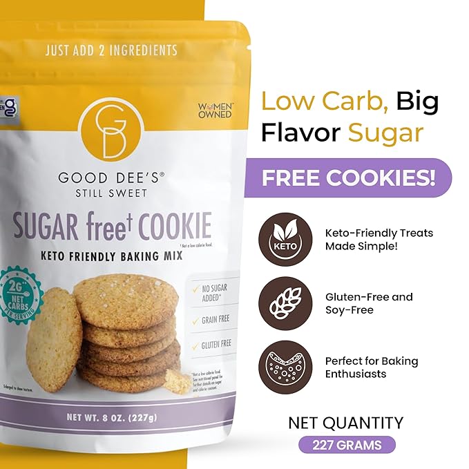 Good Dees Low Carb Baking Mix, Sugar Cookie Mix, Keto Baking Mix, No Sugar Added, Dairy-Free, Gluten Free, Soy-Free, Diabetic, Atkins & WW Friendly - (2g Net Carbs, 12 Servings (Sugar)