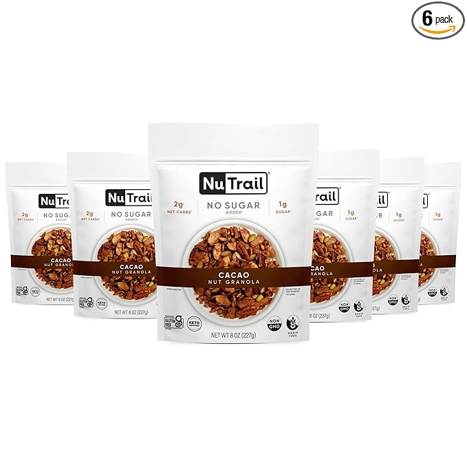 NuTrail Nut Granola, Cacao, No Sugar 8 oz. 6 Count
