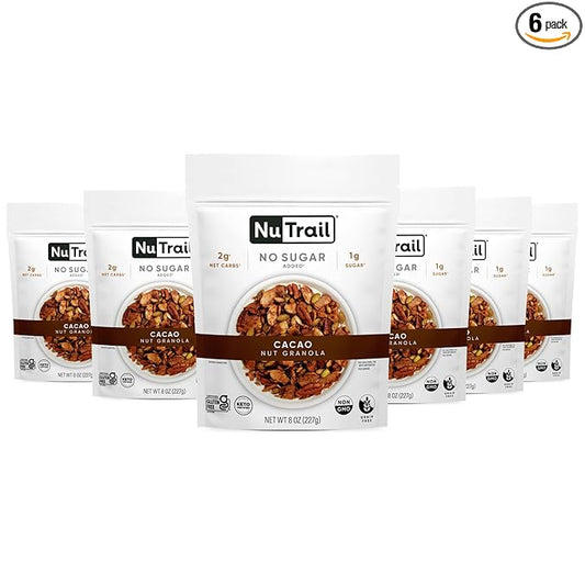 NuTrail Nut Granola, Cacao, No Sugar 8 oz. 6 Count