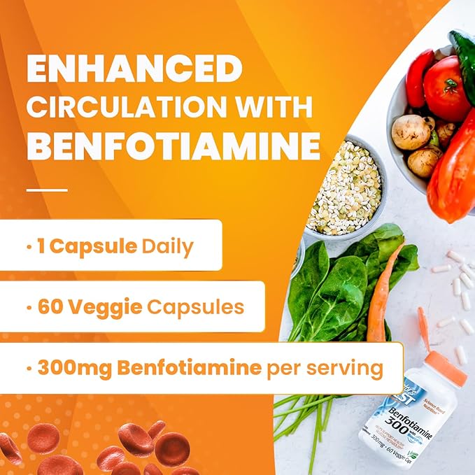 Doctor's Best Benfotiamine 300 with BenfoPure, 300 mg, 60 Veggie
