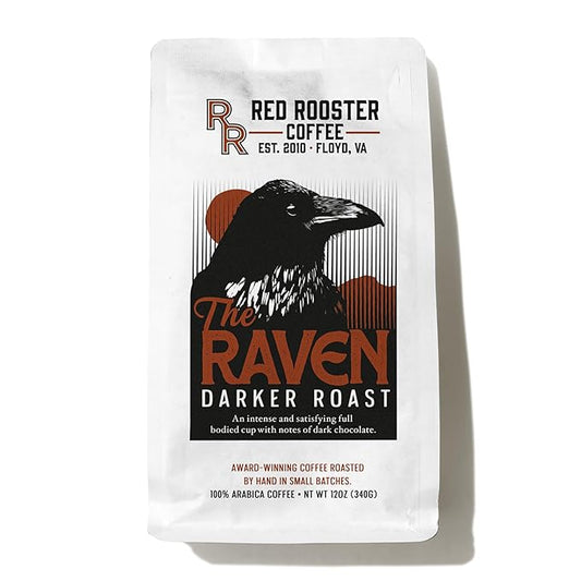 Red Rooster Coffee Roaster, The Raven Dark Roast, 12oz Whole Bean…