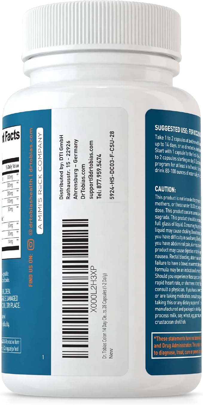 Dr. Tobias Colon 14 Day Cleanse, 3 Bottles 28 Capsules (1-2 Daily)