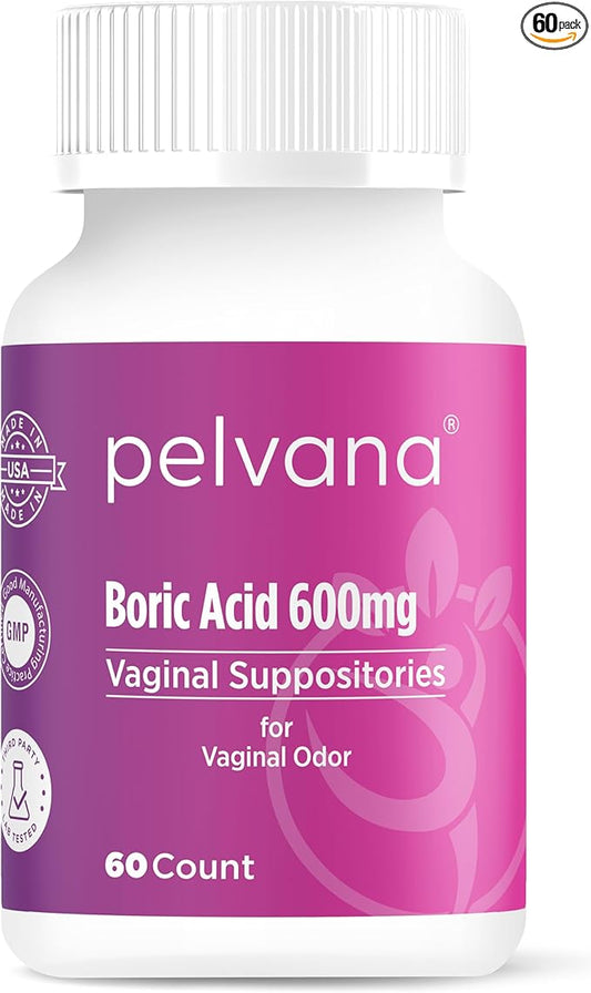 Pelvana Boric Acid Suppositories for Women 60 Count