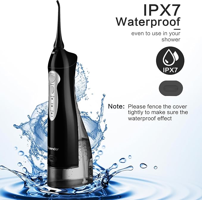 Electric Water Flosser, Rechargeable Dental Oral Irrigator 3 Modes, 5 Tips (300ML, IPX7Waterproof IPX7Waterproof Waterflosser)