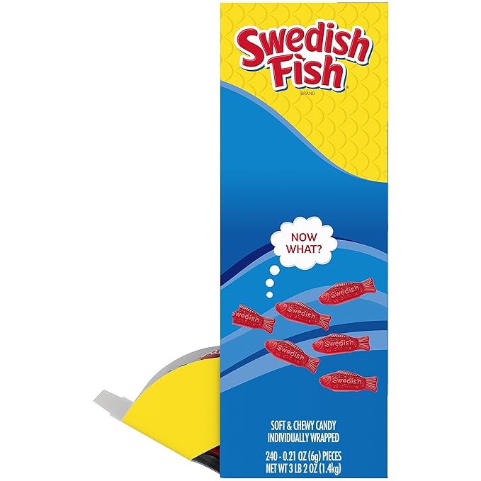 Swedish Fish 43146 Grab-and-Go Candy Snacks in Reception Box, 240-Pieces/Box