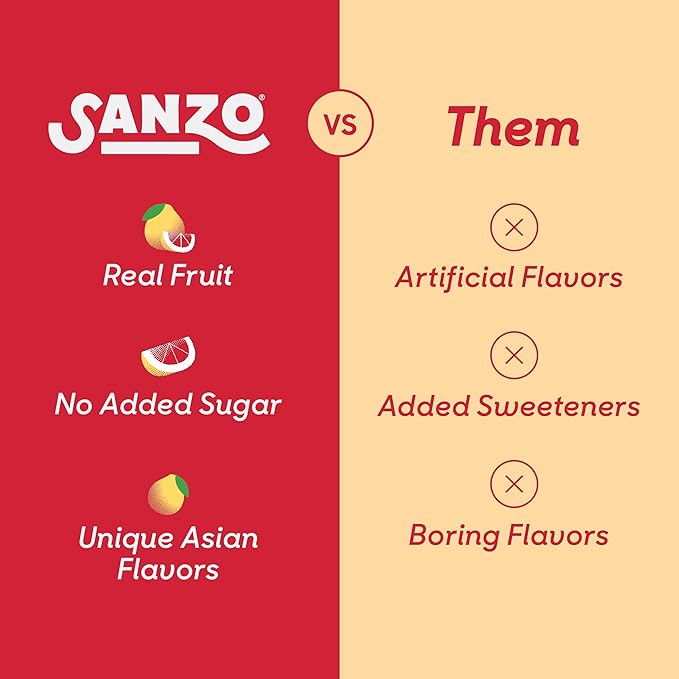 Sanzo Flavored Sparkling Water - Pomelo (Grapefruit) 12-Pack - Carbonated Drink Made with Real Fruit and No Added Sugar - Non-GMO, Gluten-Free & Vegan - 12 Fl Oz Cans – bright, juicy, zesty and subtly sweet.