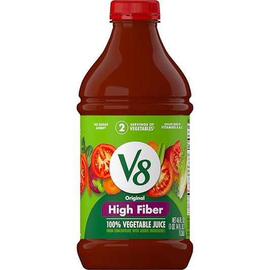 V8 High Fiber 100% Vegetable Juice, 46 fl oz Bottle