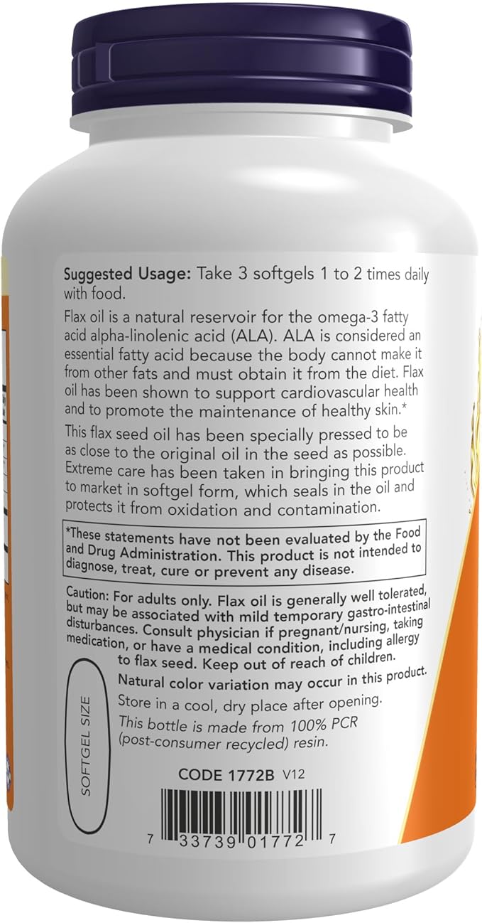 NOW Supplements, Flax Oil 1,000 mg 250 Softgels