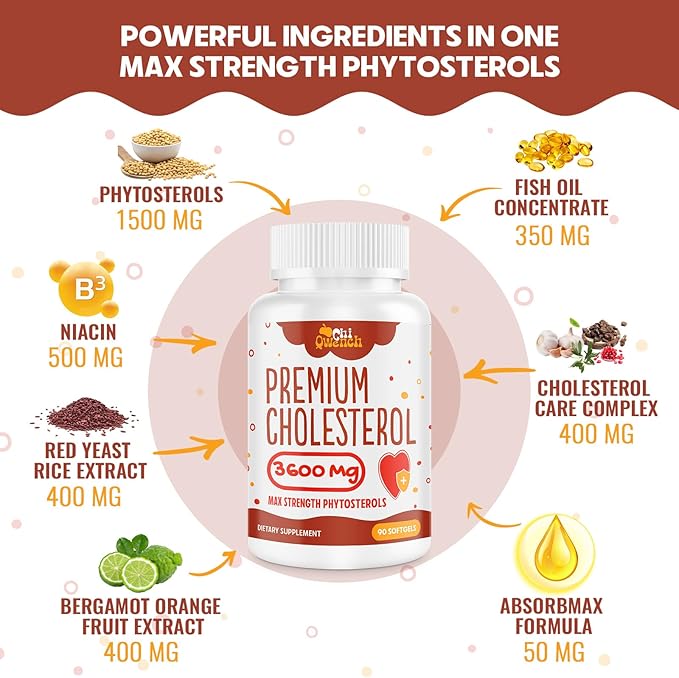 3600 MG Cholesterol Supplements with Plant 90 Softgels