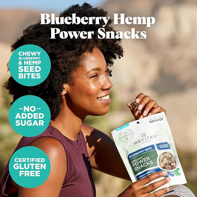 Navitas Organics Superfood Power Snacks, Blueberry Hemp, 16 oz. Bag, 23 Servings — Organic, Non-GMO, Gluten-Free (Pack of 1)