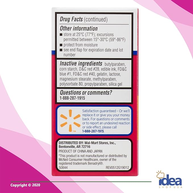 Equate Allergy Relief Capsules, 25 mg, 100 Ct (2 Pack) (3 Items)