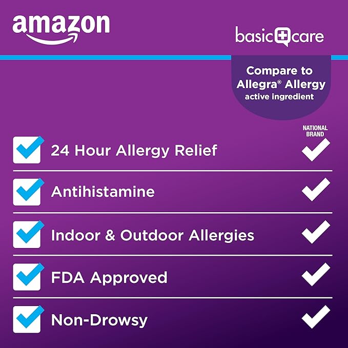 Amazon Basic Care, 24 Hour Allergy 180 mg, 60 Count