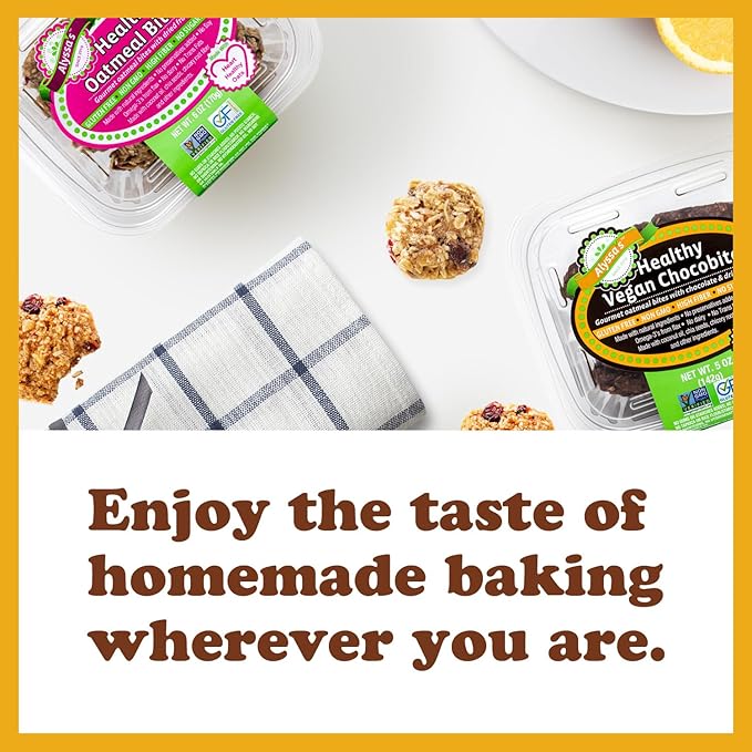 Alyssa’s Vegan Chocobites ⎸ Gluten Free Cookies, Healthy Snacks from the Bakery ⎸ Dairy Free, Sugar Free, Low Carb, Keto Protein Snacks ⎸ Gluten Free Snacks for Kids ⎸ 8 Cookies per box, 1 Pack