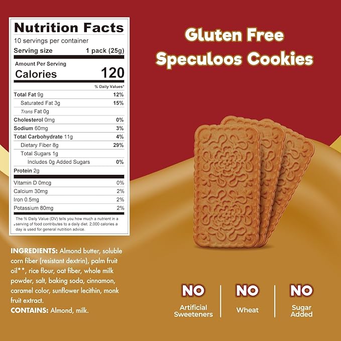 ChocZero Speculoos Cookies, Gluten Free, No Added Sugar, Spiced Windmill Keto Cookie, 30 Cookies Per Box, 9 Ounce (Pack of 1)