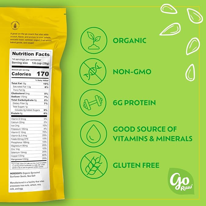 Go Raw Organic Sprouted Sunflower Seeds, 14 oz,