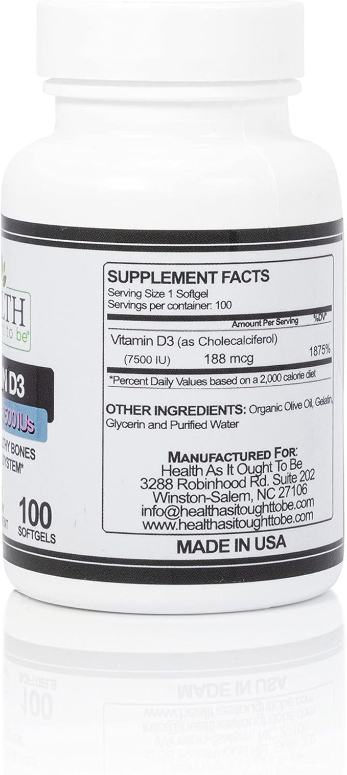 Health As It Ought To Be D|3 7500 7500 IUs 100 Softgels
