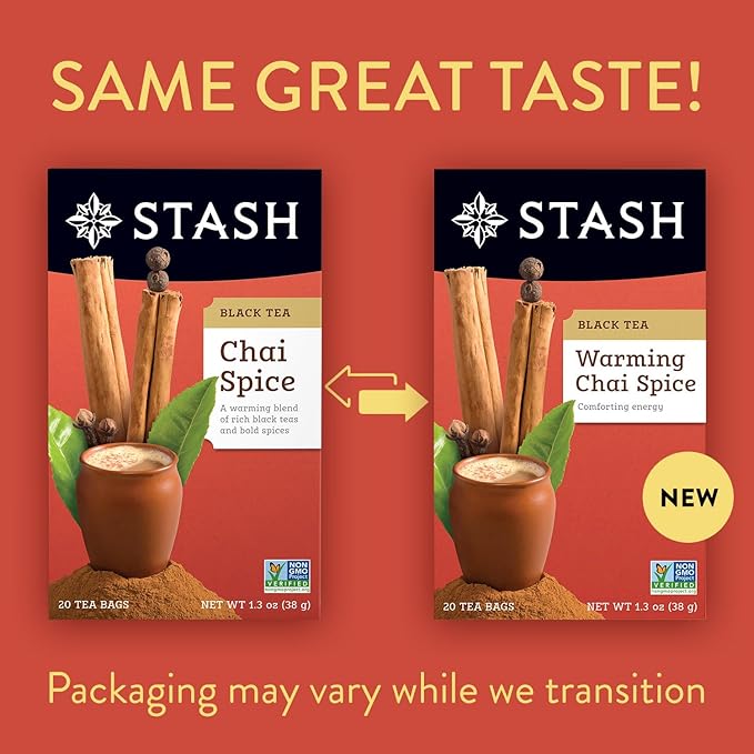 Stash Chai Tea Variety Pack Sampler Assortment - Caffeinated, Non-GMO Project Verified Premium Tea with No Artificial Ingredients, 18-20 Count (Pack of 6)