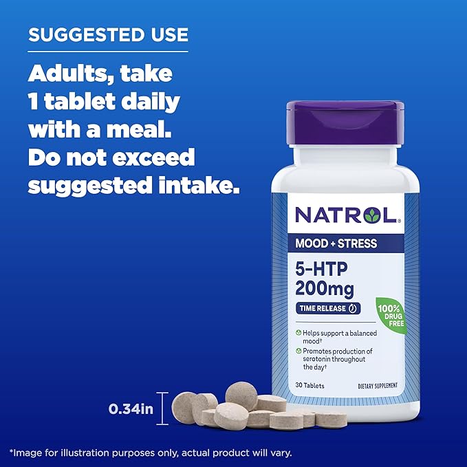 Natrol Mood + Stress 5-HTP 200mg 30 Count, 30 Day