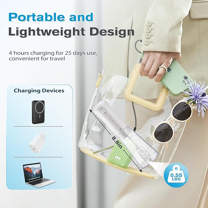 TOVENDOR Water Dental Flosser, Rechargeable Dental 3 Modes, 5 Tips 300ML Large IPX7 Waterproof