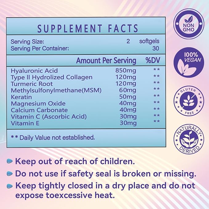 Hyaluronic Acid Supplements, 850mg High Bioavailable