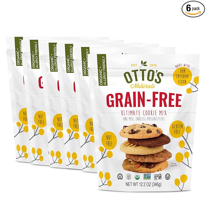 Otto's Naturals Grain-Free Ultimate Cookie Mix, Made with Organic Cassava Flour, Gluten-Free All-Purpose Cookie Mix, Non-GMO Verified - 12.2 Oz Bag (6 Pack)