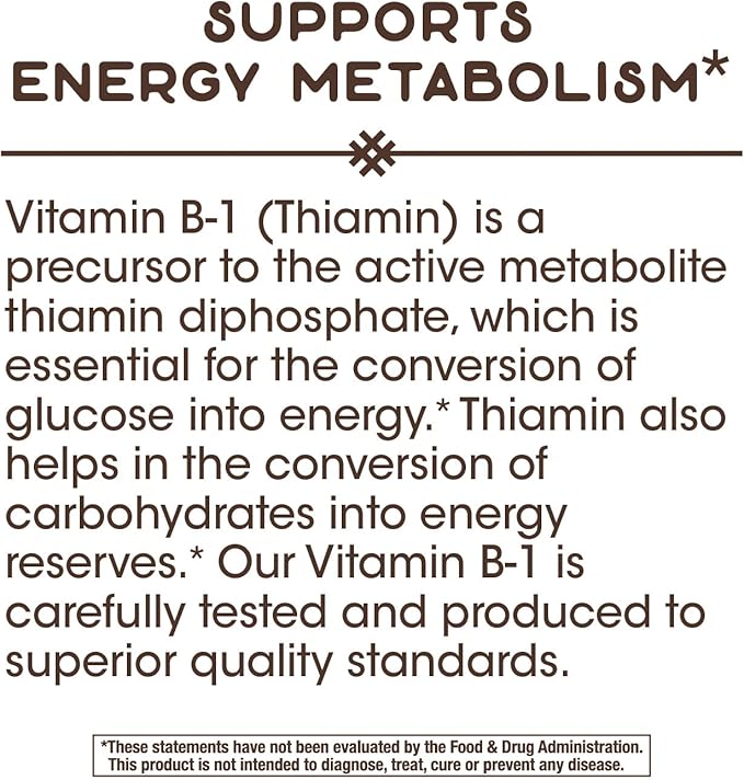 Nature's Way Vitamin B-1 100 mg 100 Capsules