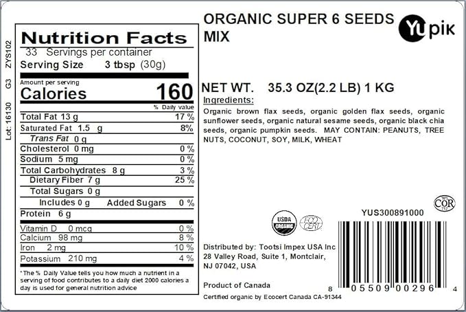 Yupik Organic Super 6 Seeds Mix, 2.2 lb, 2)