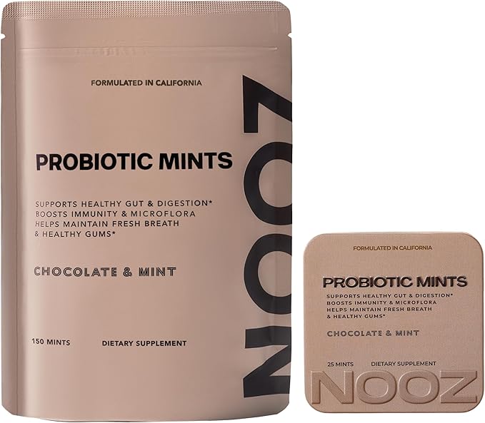 NOOZ Probiotic Mints Refill Bag - Gut & Oral Health Support - Chocolate & Mint | Boosts Immunity & Digestion, Freshens Breath - Sugar-Free, No Aspartame - Eco-Friendly Refill Pack, 150 Mints