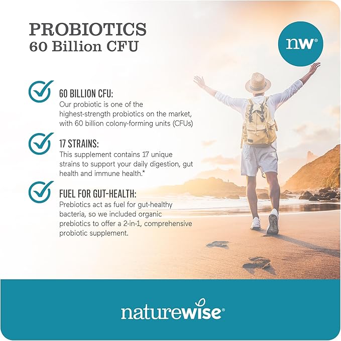 NatureWise Probiotics 60 Billion CFU 17 Strains 30 Capsules[1-Month Capsules[1-Month Supply]
