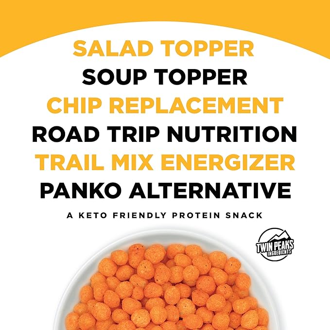 Twin Peaks Protein Puffs - (Nacho Cheese), Keto Friendly, Low Carb Snack (300g, 21g Protein, 2g Net Carbs, High Protein, Healthy Crunchy Snack)