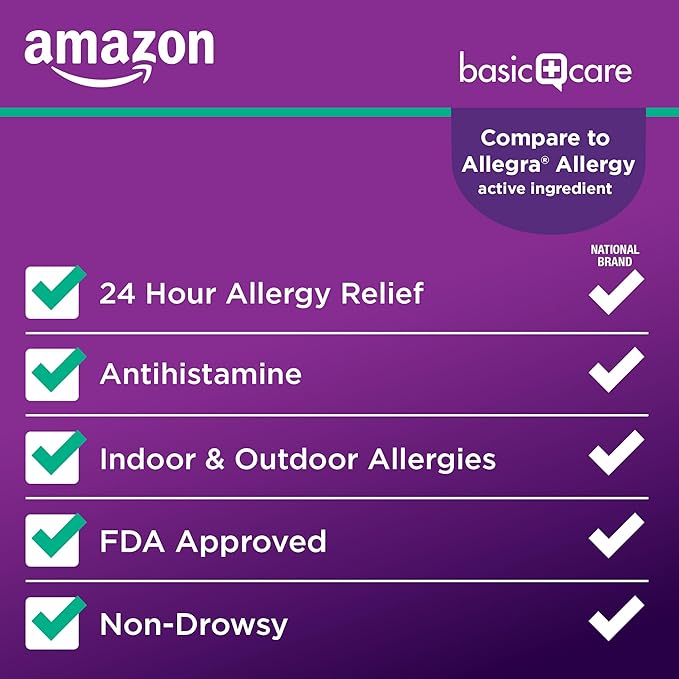 Amazon Basic Care Allergy Relief, 24 180 mg, 70 Count
