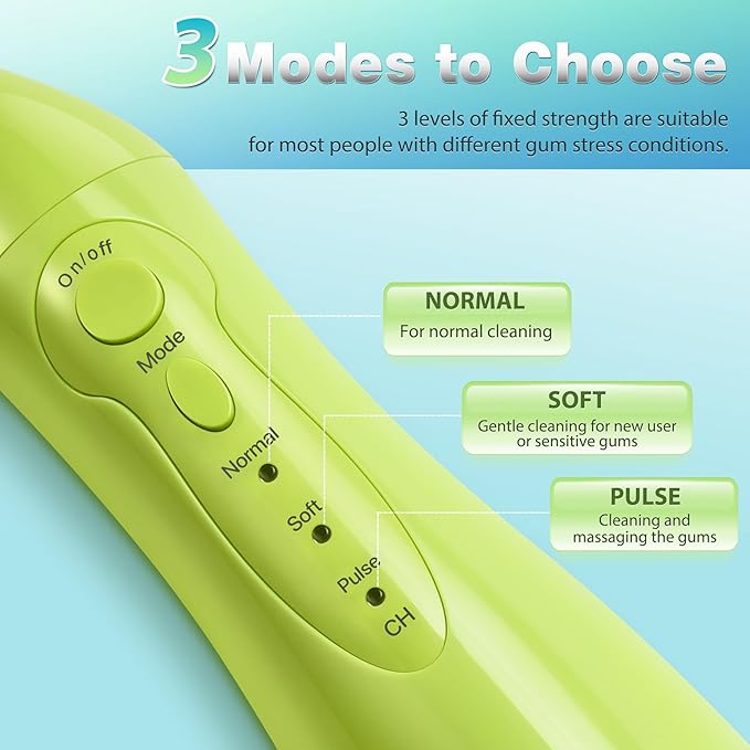 TOVENDOR Electric Water Flosser, Rechargeable Dental 3 Modes, 5 Tips (300ML, IPX7Waterproof IPX7Waterproof Waterflosser)