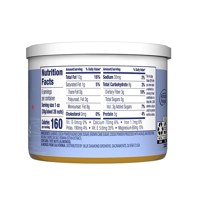 Blue Diamond, Holiday Frosted Brownie Flavored Sweet Snack Nut Almonds Perfect Size for On-The-Go, Holidays and Gatherings, Lunch, Adults and Kids, 6oz Can