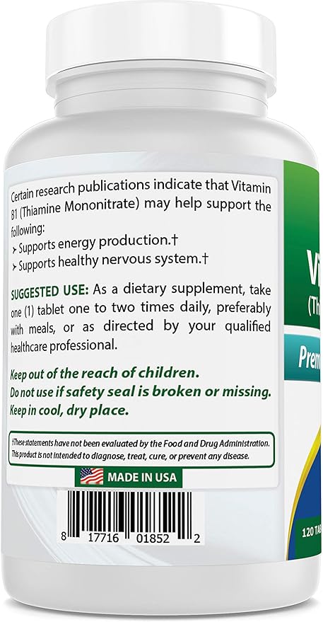 Best Naturals Vitamin B1 as Thiamine 500 mg 120 Tablets (120 Count 3))