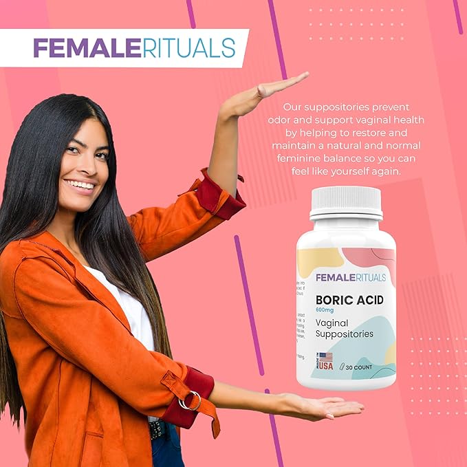 Boric Acid Suppositories for Women 600mg 30 Pack