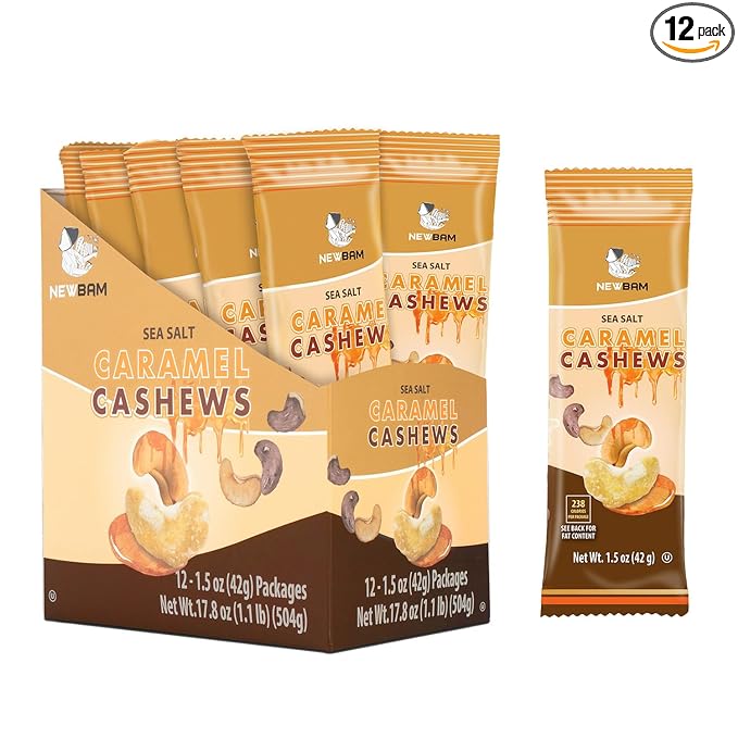 NEWBAM - Sea Salt Caramel Cashews 12 Individual (1.5oz per