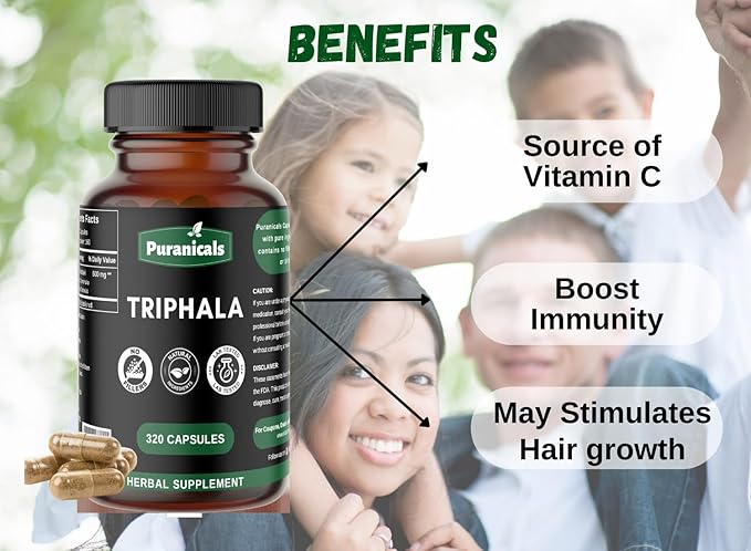 Triphala Premium 320 Capsules Non-GMO and 600 mg