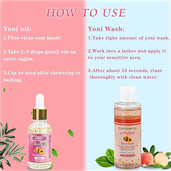 Natural Feminine Wash Yoni Oil Set, Balance,1 fl.oz 6.7 fl.oz