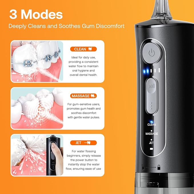 Bitvae Water Dental Flosser for Teeth, 3 Modes 5 Intensities, IPX7 Waterproof,