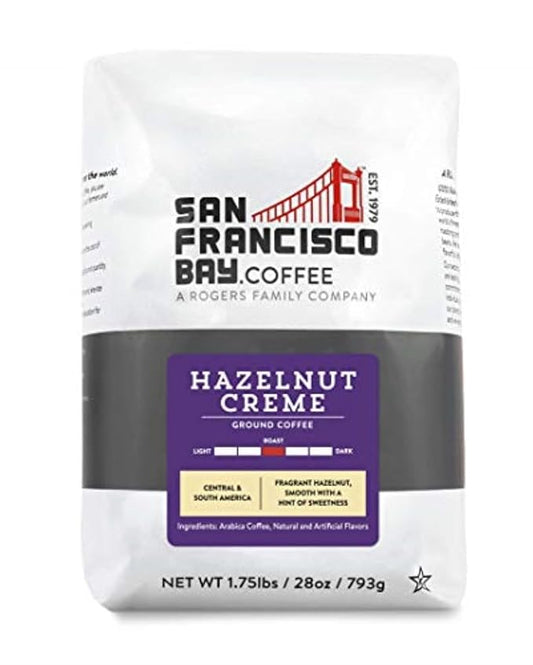 San Francisco Bay Ground Coffee - Hazelnut Crème (28oz Bag), Flavored, Medium Roast
