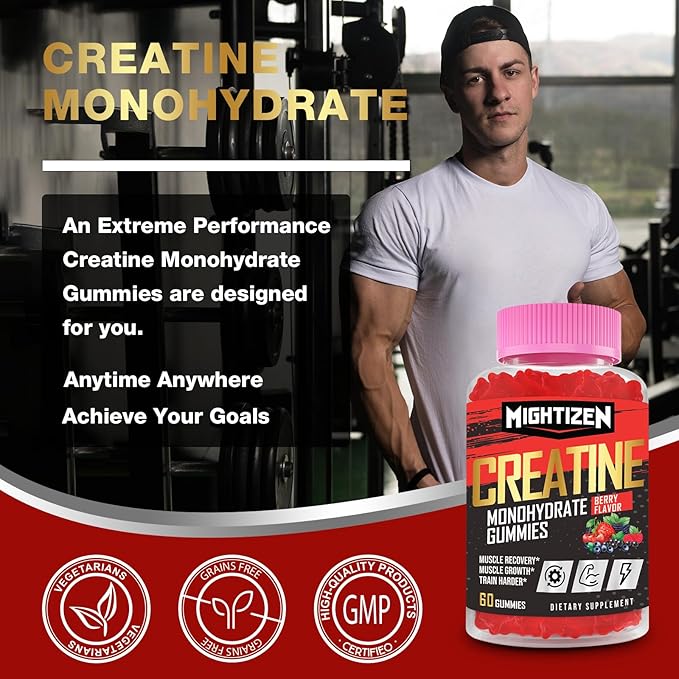 Creatine Monohydrate Gummies Complex 5000mg B12 for 60 Gummies)