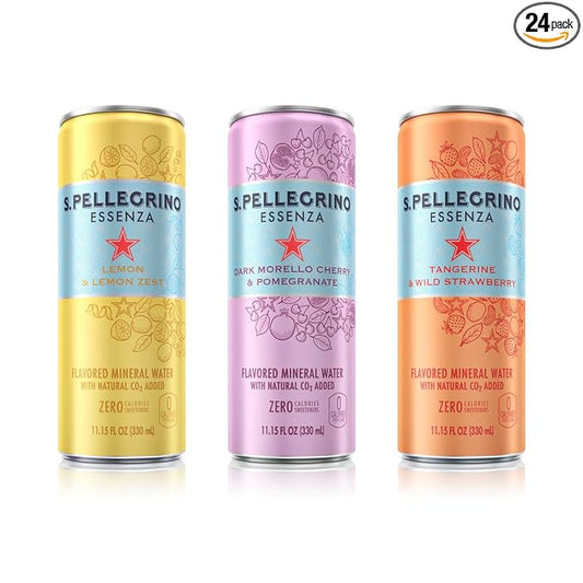 S.Pellegrino Essenza Variety Pack - Lemon, Dark Morello Cherry, Wild Strawberry,11.15 Fl. Oz (Pack of 24)