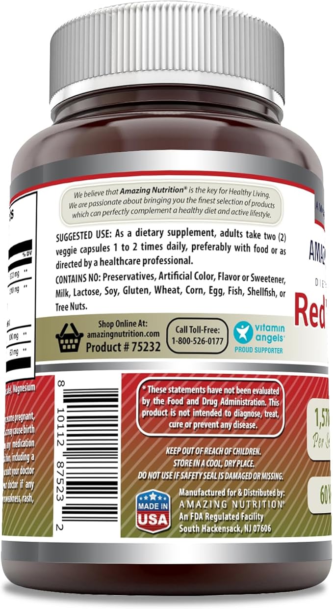 Amazing Formulas Red Yeast Rice Complex CoQ10, Alpha |1570 Mg 60 Veggie