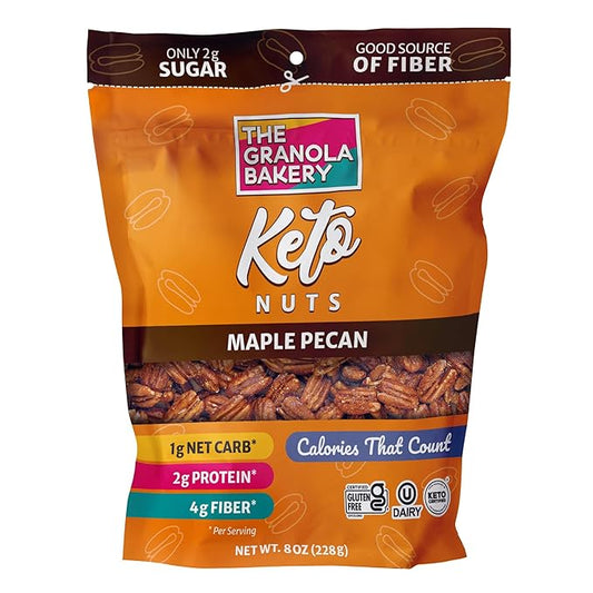 TGB Maple Pecan, Keto Nuts, No Added Sugar, Gluten Free, Healthy Low Carb Snack, 8oz Resealable Bag (Pack of 1)