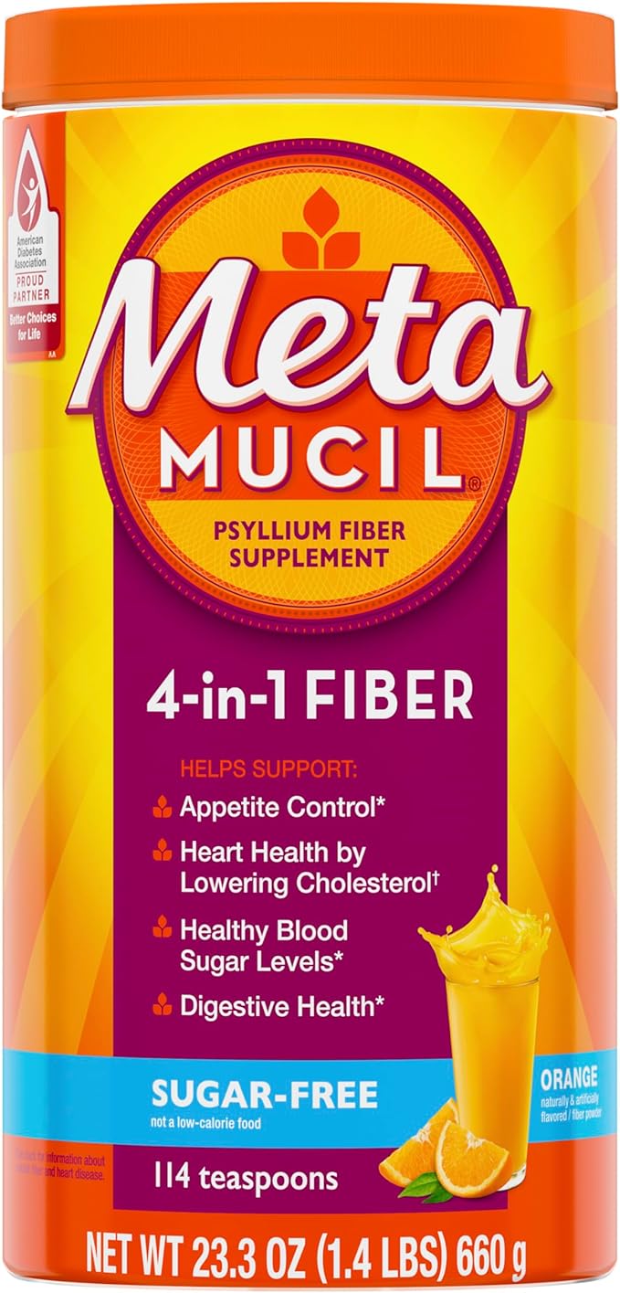 Metamucil, Daily Psyllium Husk Powder Supplement, 4-in-1 Fiber 114 teaspoons, 1.4 Pound 1)