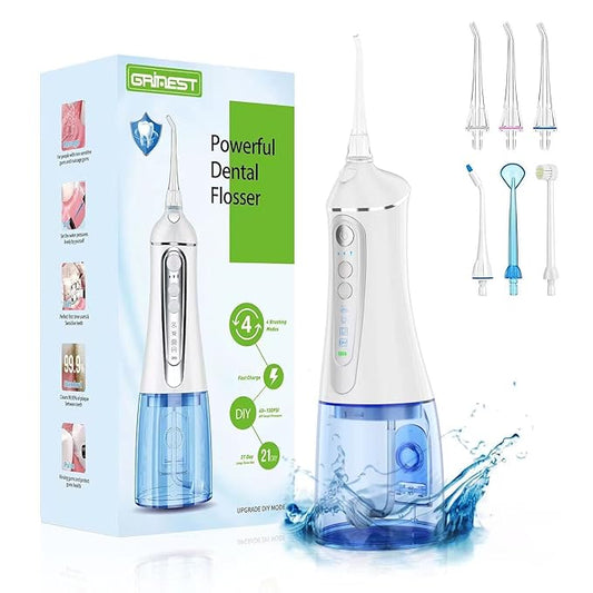 Water Dental Flosser Cordless for Teeth Cleaner,4 Modes 5 Jet IPX7 Waterproof,Portable