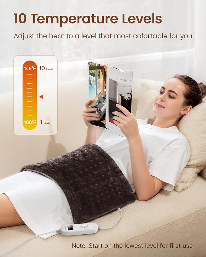 RENPHO Heating pad for Back, Neck, 12"x24" Brown